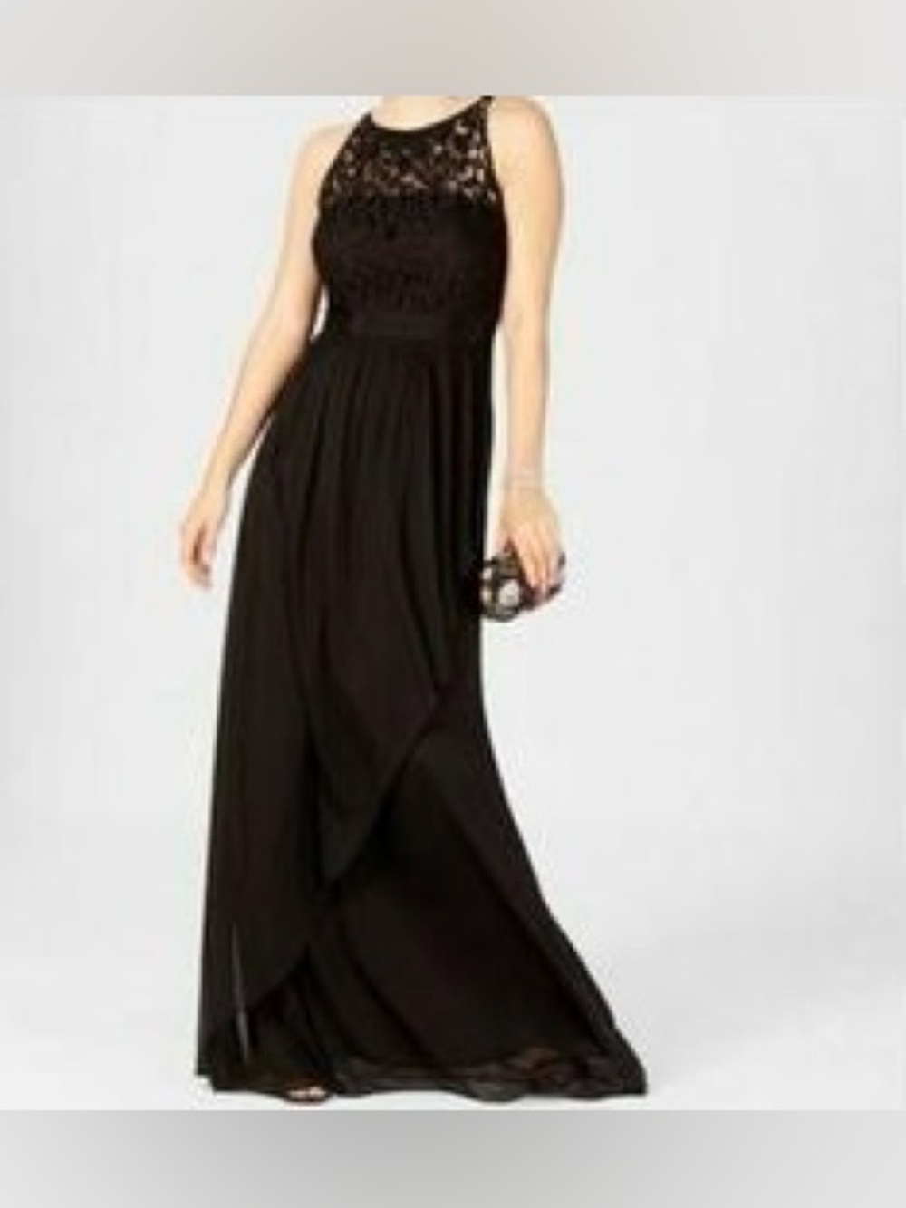 Adrianna Papell Sleeveless Lace Illusion Maxi Dress – Red